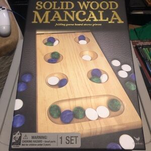 Solid Wood Mancala Game - Natural, Green, and White
